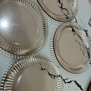 Vintage Depression Pink Glass Plates Set of 4